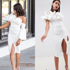 ASOS Premium Ruffle One shoulder midi dress